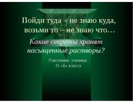 Пойди туда – не знаю куда, возьми то – не знаю что… Участники: ученики 11 «Б» класса