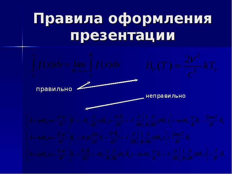 Основные правила оформления презентации