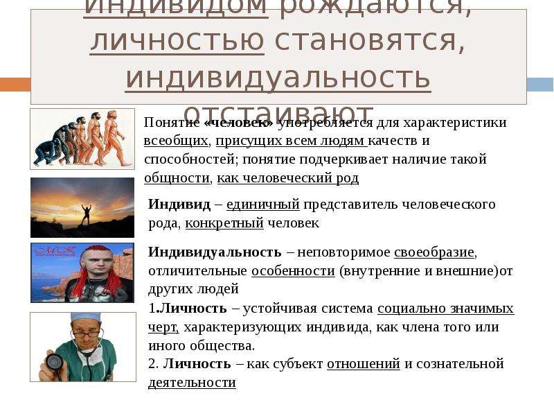 Человек личность обществознание. Индивидом рождаются личностью становятся. Индивид индивидуальность личность Обществознание. Личность это в обществознании. Как индивид становится личностью.