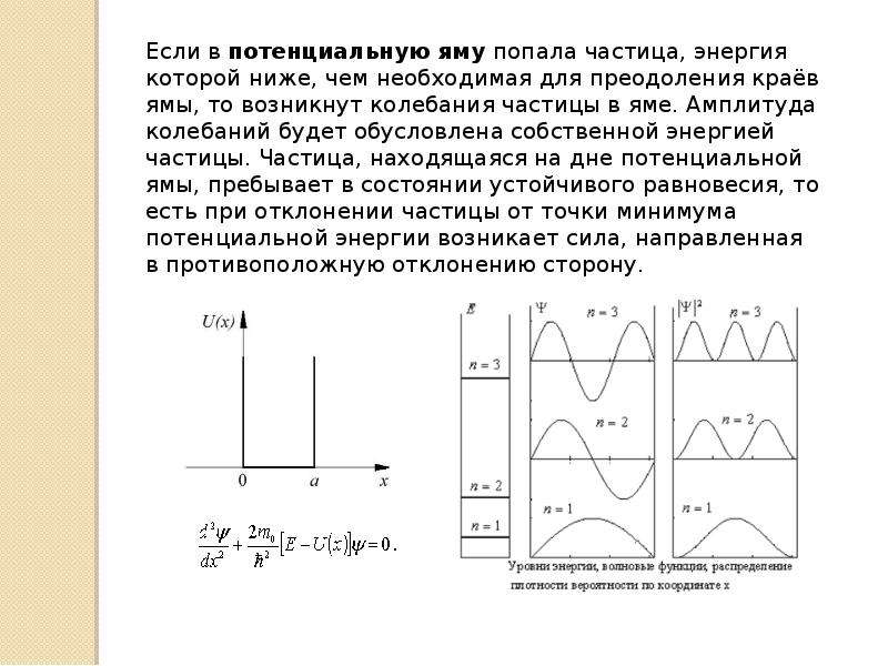 Частица в потенциальной. График вероятности нахождения частицы в потенциальной яме. Частица в потенциальной яме. Движение частицы в потенциальной яме. Энергия в потенциальной яме.