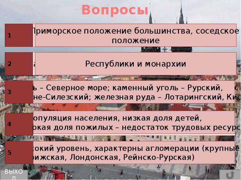 Зарубежная европа урок географии 11 класс