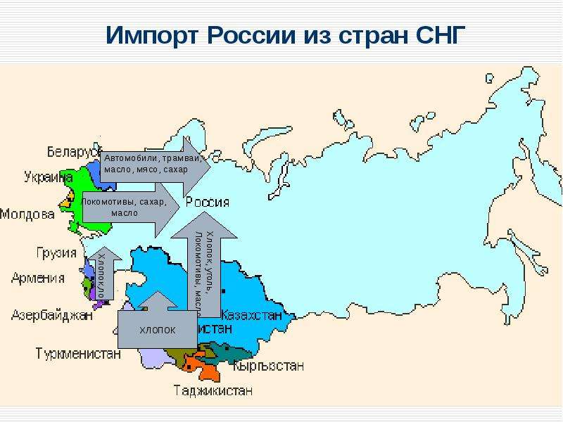 Карта россии и страны снг