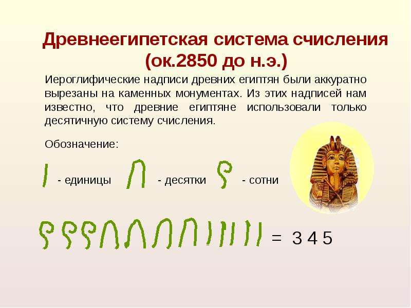 Древнеегипетская система счисления презентация