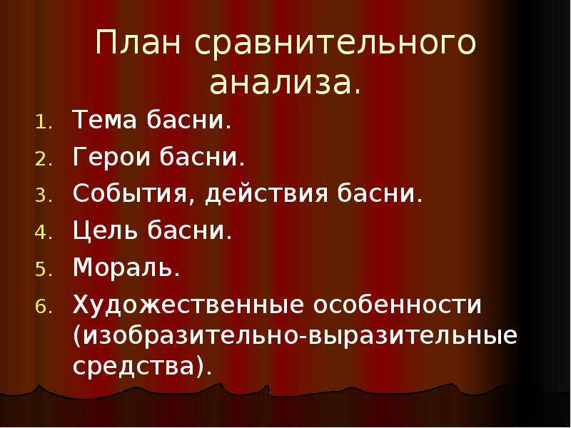 Сравнительный анализ план. План написания анализа басни. Анализ басни. План басни.