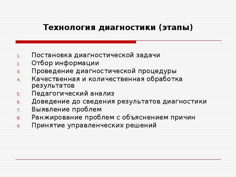 Этапы диагностической деятельности