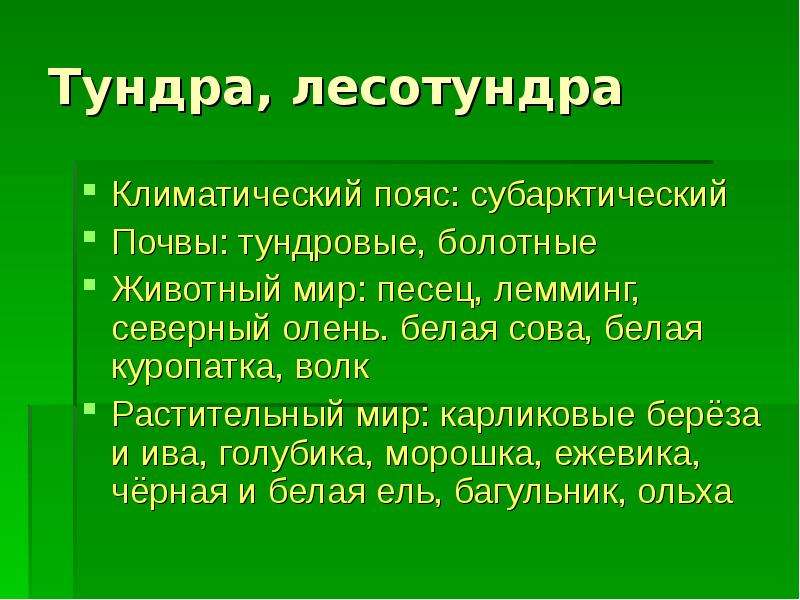 Тундра и лесотундра климат