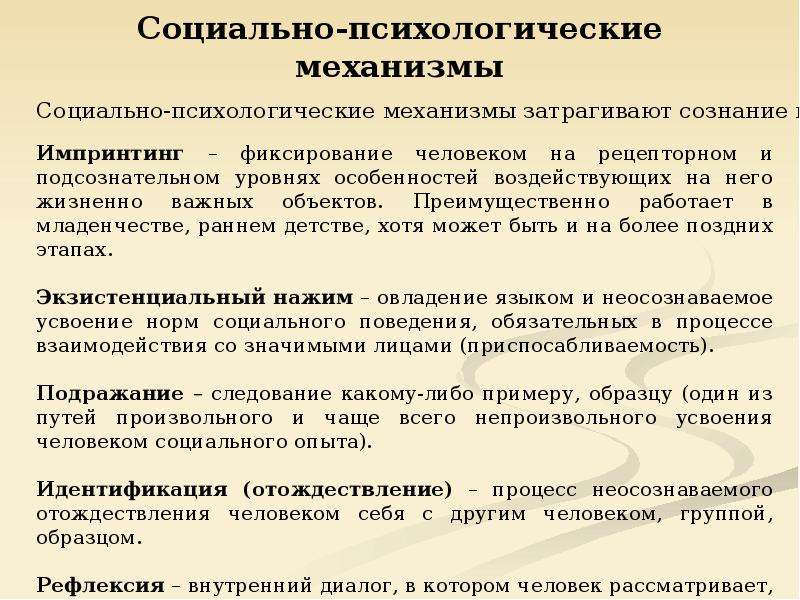 Механизм социализации предполагающий следование какому либо примеру образцу один из путей