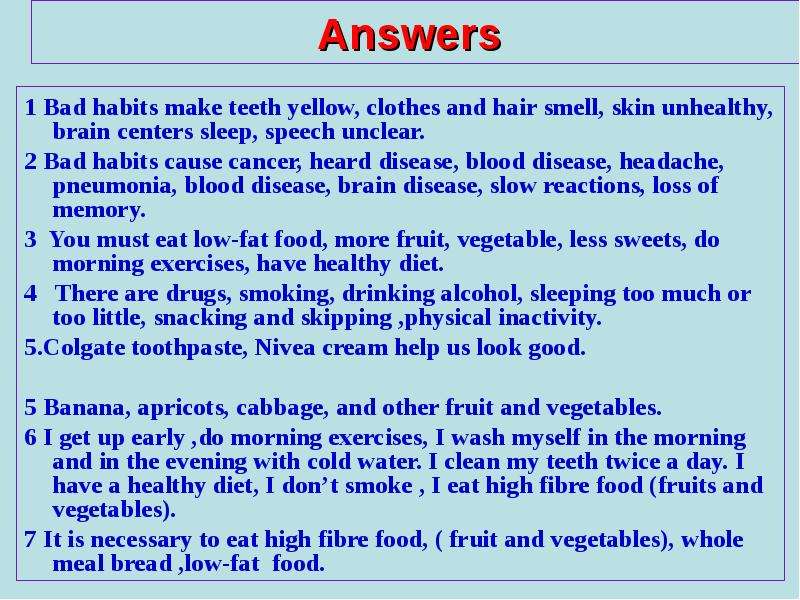 Bad answer. A healthy Living Guide 8 класс. Make a Habit. Physical inactivity Bad Habit.