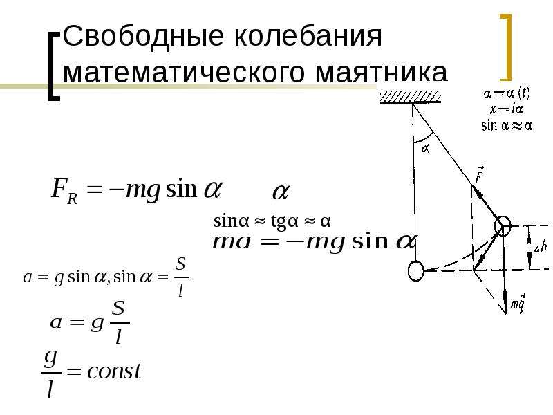 Амплитуда маятника формула. Формула свободных гармонических колебаний математического маятника. Формула начальной фазы колебаний математического маятника. Формула амплитуды колебаний математического маятника. Уравнение малых колебаний математического маятника.