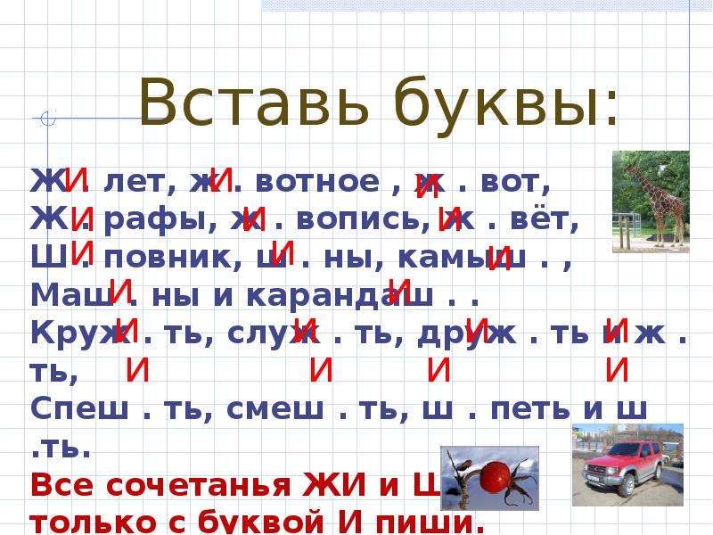 Русский язык 1 класс жи ши ча ща чу щу презентация