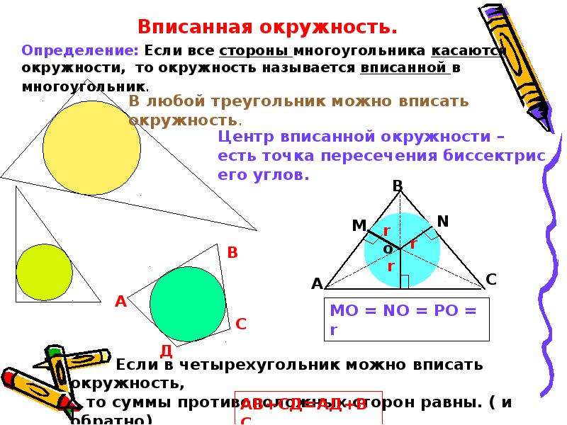 Окружность вписанная и описанная около треугольника презентация