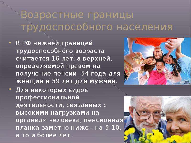 Трудоспособный возраст. Трудоспособный Возраст в РФ. Нижняя граница трудоспособного возраста в России. Население в трудоспособном возрасте считаются.