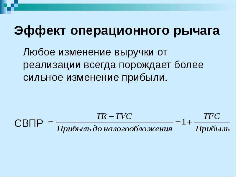 Операционный рычаг презентация