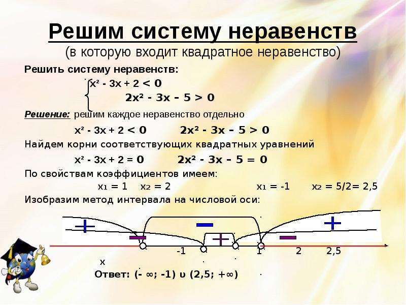 Решение системы неравенств по фото