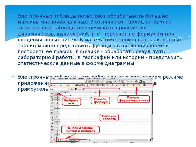 Электронная таблица позволяет. Электронные таблицы позволяют обрабатывать. Массивы числовых данных. Таблицы позволяющие обрабатывать большие массивы числовых данных. Обработка большого массива данных.