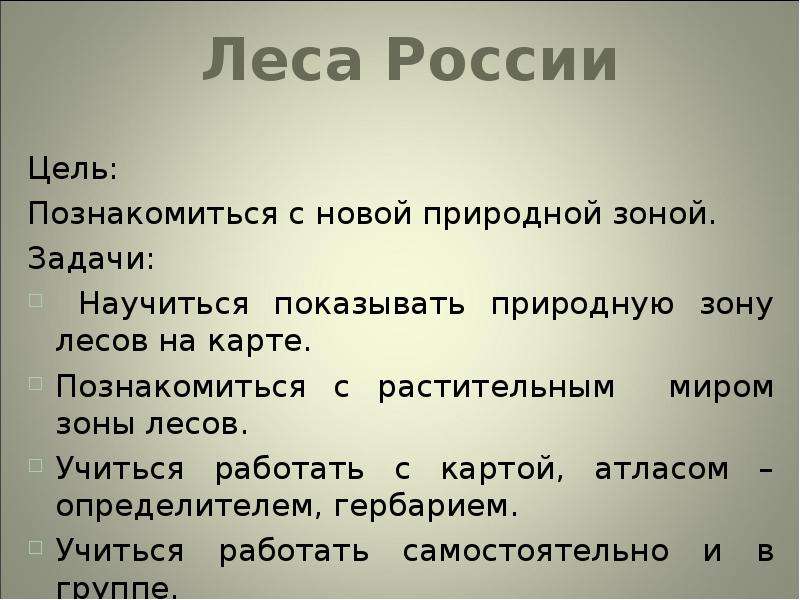 Леса россии план урока