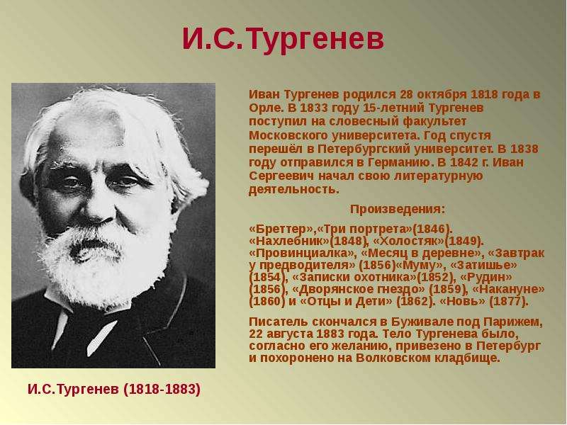 Что утверждает тургенев. Сообщение о Тургеневе. Тургенев 1862. Тургенев краткая биография. Тургенев родился.