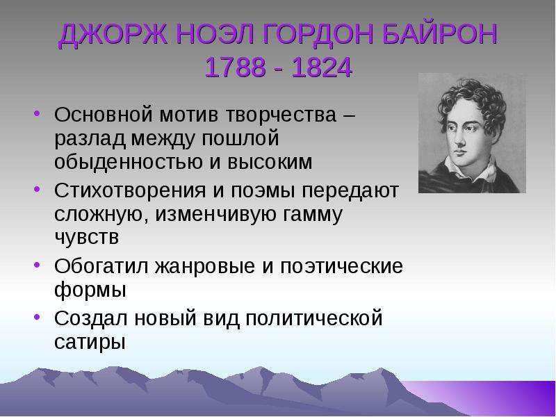 Байрон биография и творчество презентация