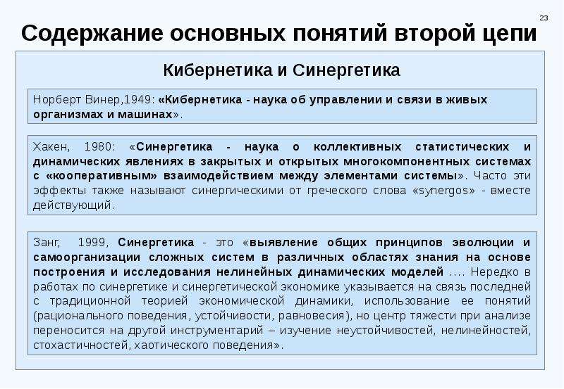 Термин вторая. Основные концепции кибернетики. Кибернетика и синергетика. Кибернетические термины и понятия. Кибернетический и синергетический подходы.