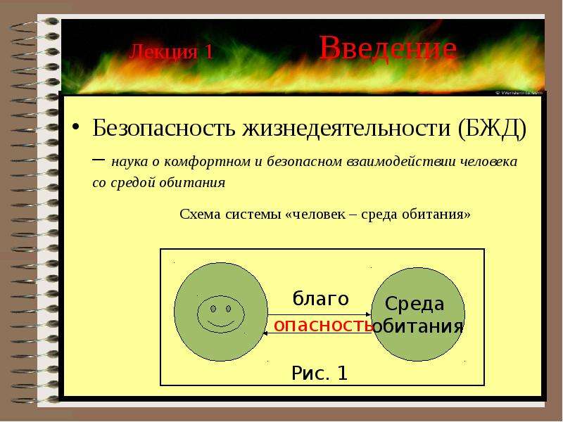 Элементы схемы взаимодействия человека со средой обитания