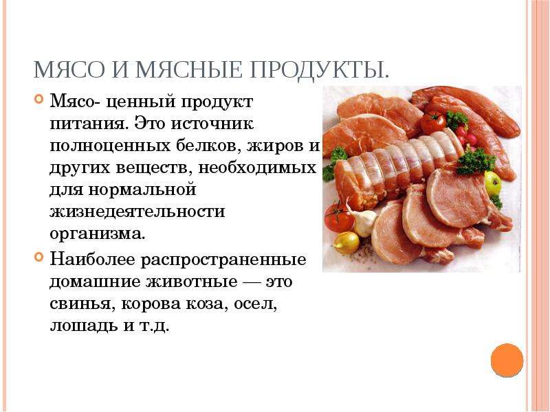 Презентация на тему Мясо и мясные продукты, слайд №1