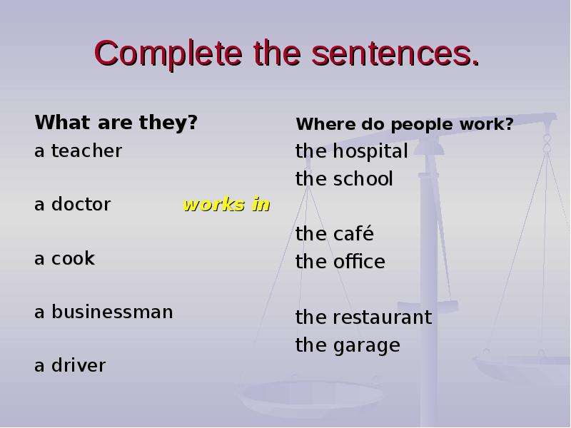 Complete the class. What is a sentence. What are they famous for чем они знамениты write the sentences. Where do people work. Teacher, Doctor,hairdresser up sentences and Translate.