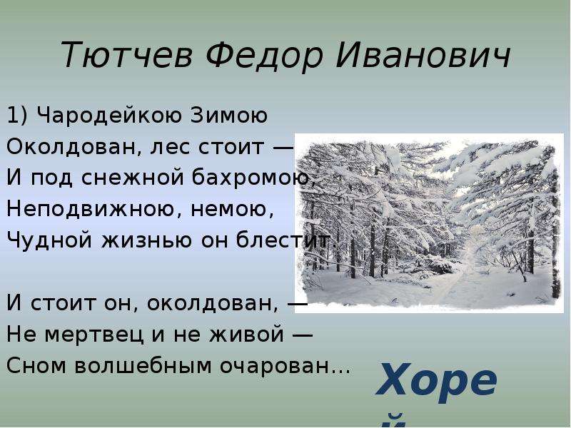 Тютчев чародейкою зимою тема стихотворения