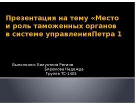 Место и роль таможенных органов в системе управления
