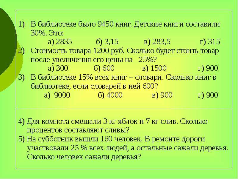 Презентация проценты 5 класс виленкин 2 урок