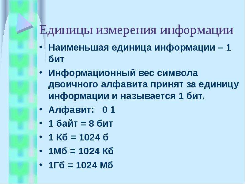 Наименьшей единицей количества информации является