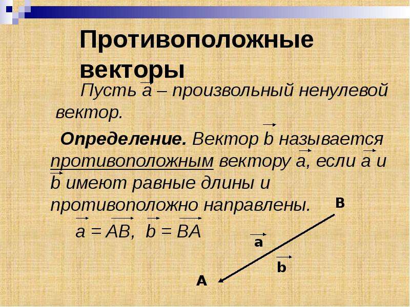 Вектор противоположный нулевому