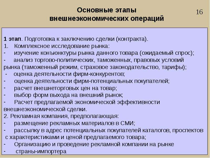 Внешние операции. Этапы организации внешнеторговых операций. Этапы осуществления внешнеторговой операции. Основные этапы внешнеэкономических операций. Основные этапы внешнеэкономической сделки.