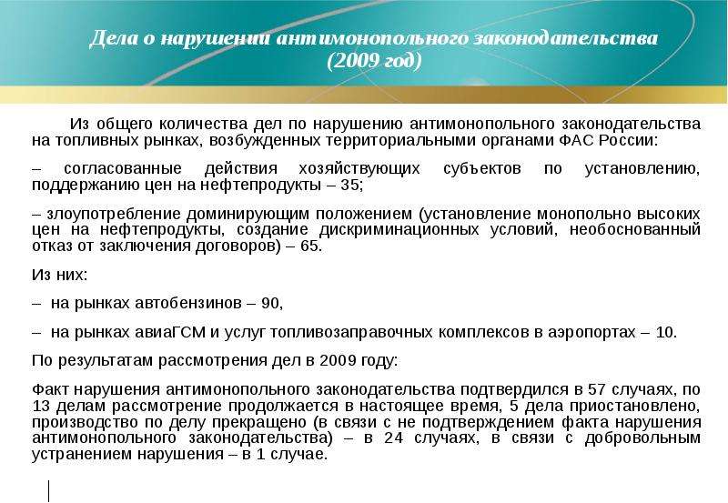 Ответственность за нарушение антимонопольного законодательства презентация