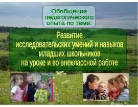 Презентация на тему "Развитие исследовательских умений и навыков младших школьников на уроке и во внеклассной работе" - скача