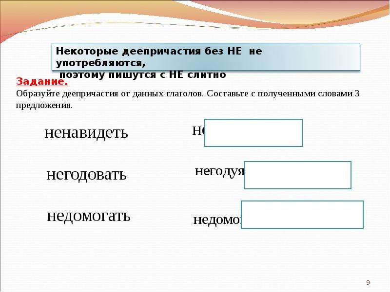 Раздельное написание не с деепричастиями. Деепричастия не употребляющиеся без не. Употребление не с деепричастиями. Деепричастие без не не употребляется примеры.