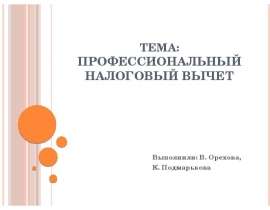 Презентация Профессиональный налоговый вычет
