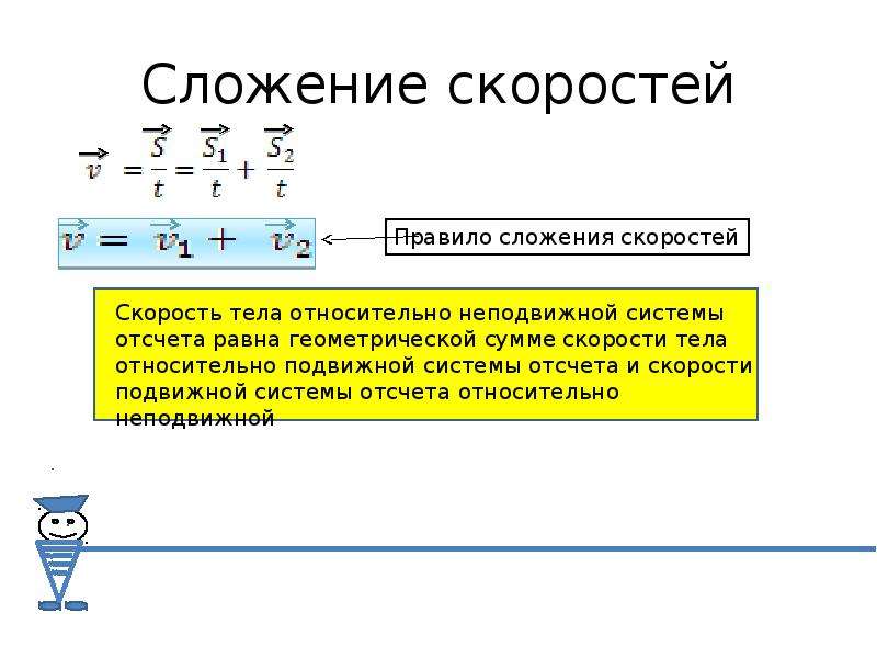 Скорость тела закон. Формула сложения скоростей. Закон сложения скоростей формула. Формула сложения скоростей по физике. Сложение скоростей физика 10 класс формулы.