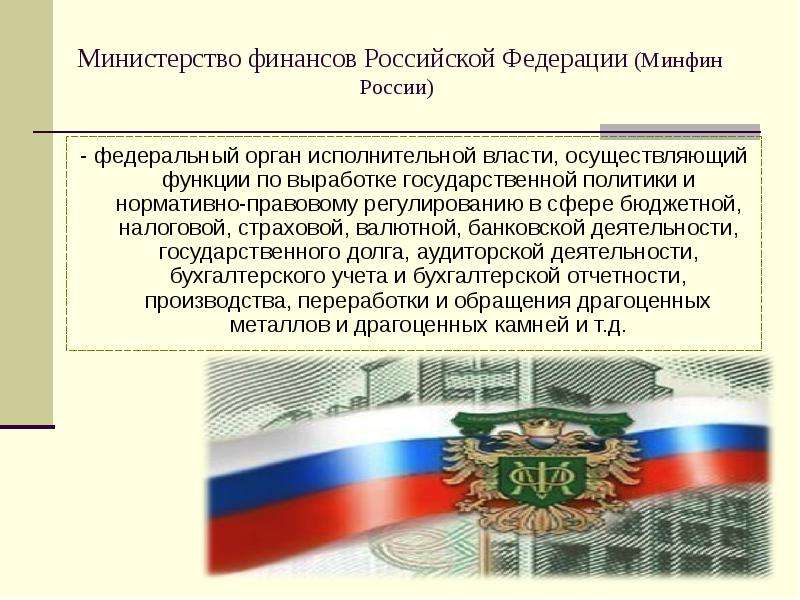 Финансовые органы исполнительной власти