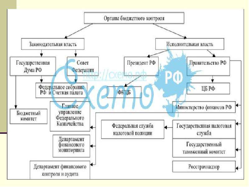 Схему органов государственной власти занимающихся финансовым контролем