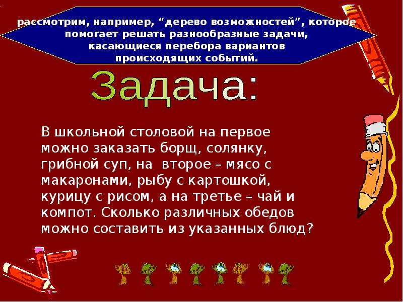 Решение комбинаторных задач 6 класс презентация