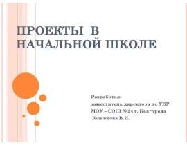 ПРОЕКТЫ В НАЧАЛЬНОЙ ШКОЛЕ Разработал: заместитель директора по УВР МОУ – СОШ №24 г. Белгорода Конюхова В.И.