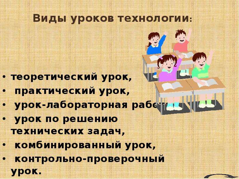 Lesson title. Урок технологии. Виды уроков технологии. Типы уроков на урока технологии. Практический урок.