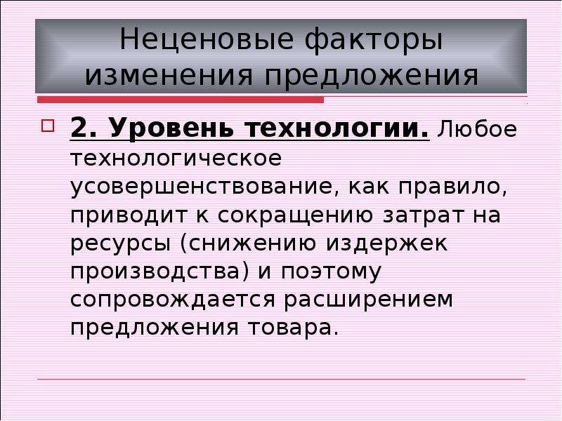 Изменение п. Неценовые факторы изменения предложения. Факторы изменения предложения. Неценовые факторы производства. Неценовые факторы предложения примеры.