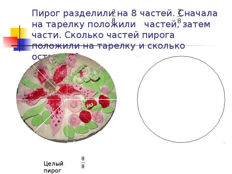 Разделить торт восемь частей