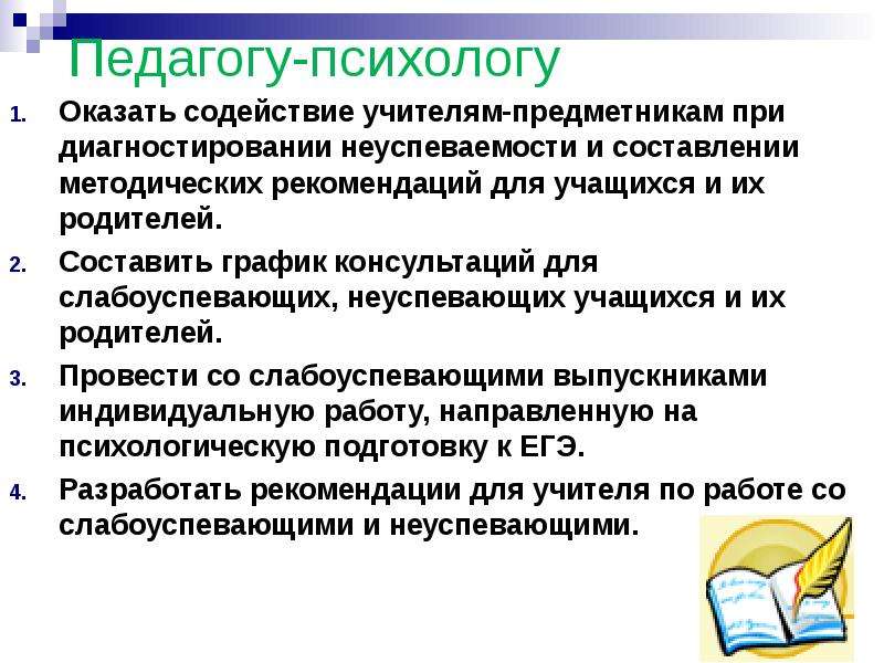 План работы с неуспевающими учащимися по математике