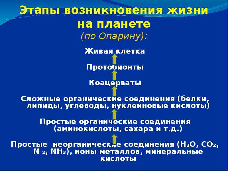 План урока этапы развития жизни на земле