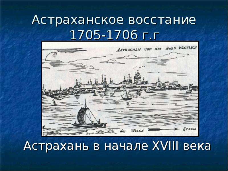 Астраханское восстание 1705-1706 г. г Астрахань в начале XVIII века