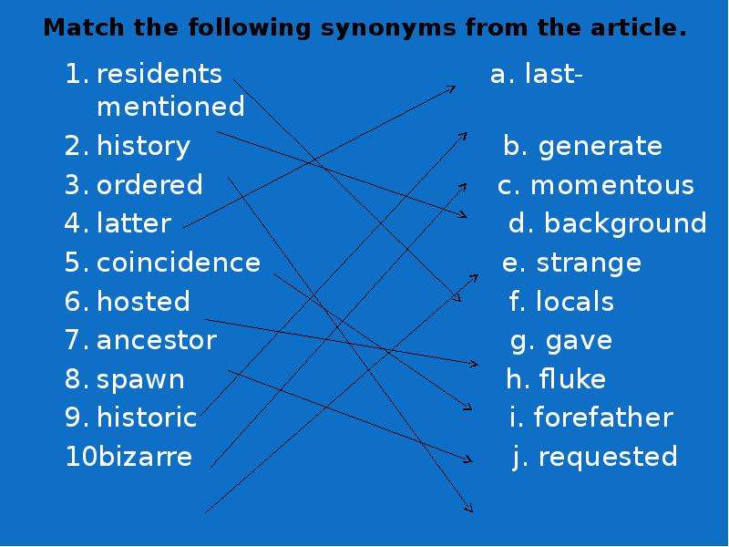 2 synonyms match. 2. Match the following synonyms from the article. Match the synonyms. Synonym Match Match the following synonyms from the article. Match the pairs of synonyms from a and b and Translate them.