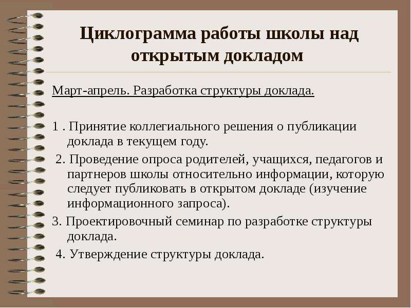 Доклад план работы над докладом структура доклада