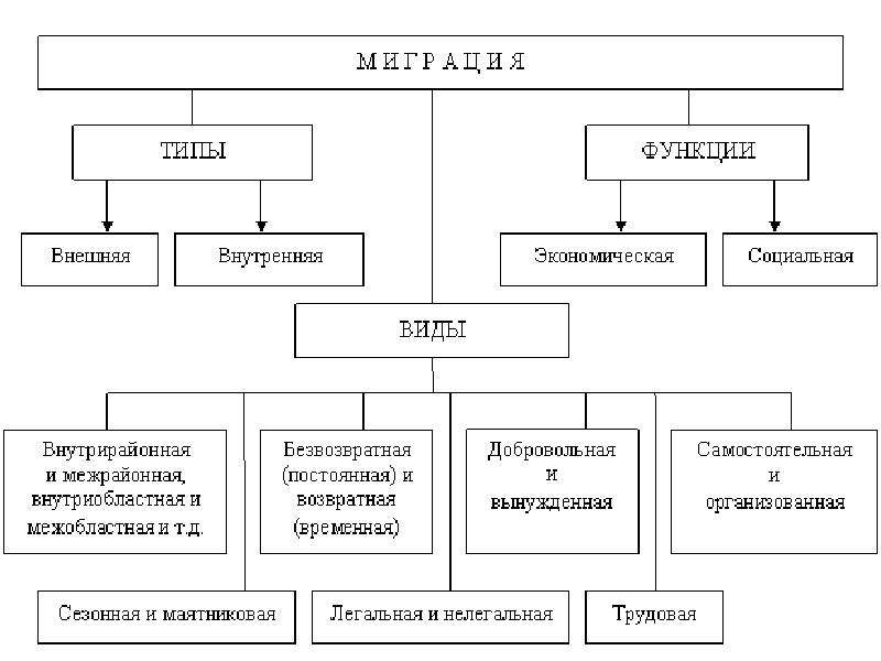 Заполните пропуски в схеме миграции населения